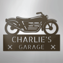Custom Metal Wall Art - Personalized Biker Garage Name Plaque