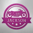 Custom Metal Wall Art - Personalized Motorcycle Name Monogram Sign
