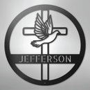 Custom Metal Wall Art - Personalized Cross and Dove Monogram Sign