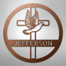 Custom Metal Wall Art - Personalized Cross and Dove Monogram Sign