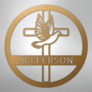 Custom Metal Wall Art - Personalized Cross and Dove Monogram Sign