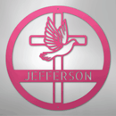 Custom Metal Wall Art - Personalized Cross and Dove Monogram Sign