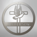 Custom Metal Wall Art - Personalized Cross and Dove Monogram Sign