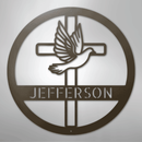 Custom Metal Wall Art - Personalized Cross and Dove Monogram Sign