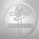Custom Metal Wall Art - Personalized Cross and Dove Monogram Sign