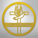 Custom Metal Wall Art - Personalized Cross and Dove Monogram Sign