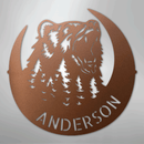 Custom Metal Wall Art - Personalized Grizzly Bear Monogram Sign