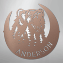 Custom Metal Wall Art - Personalized Grizzly Bear Monogram Sign