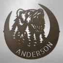 Custom Metal Wall Art - Personalized Grizzly Bear Monogram Sign
