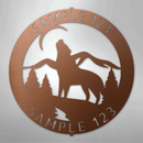 Custom Metal Wall Art - Personalized Howling Wolf Monogram Sign