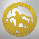 Custom Metal Wall Art - Personalized Howling Wolf Monogram Sign