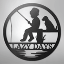 Custom Metal Wall Art - Personalized Fishing With Dog Sign