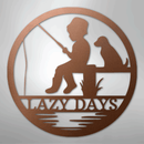Custom Metal Wall Art - Personalized Fishing With Dog Sign