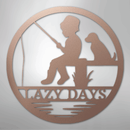 Custom Metal Wall Art - Personalized Fishing With Dog Sign