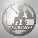 Custom Metal Wall Art - Personalized Fishing With Dog Sign