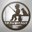 Custom Metal Wall Art - Personalized Fishing With Dog Sign
