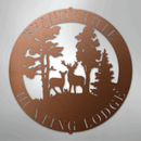 Custom Metal Wall Art - Personalized Deer Forest Monogram Sign