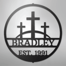 Custom Metal Wall Art - Personalized Three Crosses Name Plaque
