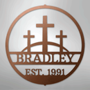 Custom Metal Wall Art - Personalized Three Crosses Name Plaque