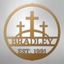 Custom Metal Wall Art - Personalized Three Crosses Name Plaque
