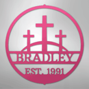Custom Metal Wall Art - Personalized Three Crosses Name Plaque