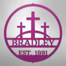 Custom Metal Wall Art - Personalized Three Crosses Name Plaque
