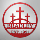 Custom Metal Wall Art - Personalized Three Crosses Name Plaque