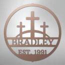 Custom Metal Wall Art - Personalized Three Crosses Name Plaque