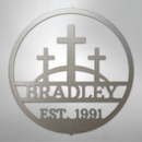 Custom Metal Wall Art - Personalized Three Crosses Name Plaque