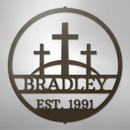 Custom Metal Wall Art - Personalized Three Crosses Name Plaque