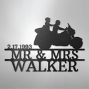 Custom Metal Wall Art - Personalized Biker Couple Name Monogram