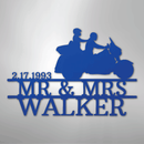 Custom Metal Wall Art - Personalized Biker Couple Name Monogram
