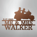 Custom Metal Wall Art - Personalized Biker Couple Name Monogram