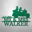 Custom Metal Wall Art - Personalized Biker Couple Name Monogram