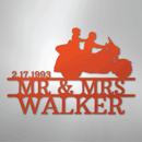 Custom Metal Wall Art - Personalized Biker Couple Name Monogram