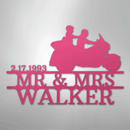 Custom Metal Wall Art - Personalized Biker Couple Name Monogram