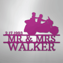 Custom Metal Wall Art - Personalized Biker Couple Name Monogram