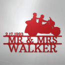 Custom Metal Wall Art - Personalized Biker Couple Name Monogram