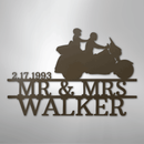 Custom Metal Wall Art - Personalized Biker Couple Name Monogram
