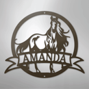 Custom Metal Wall Art - Personalized Horse Monogram Sign