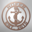 Custom Metal Wall Art - Anchor Family Name Monogram Sign