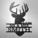 Custom Metal Wall Art - Personalized Deer Antler Head Monogram Sign