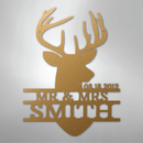 Custom Metal Wall Art - Personalized Deer Antler Head Monogram Sign