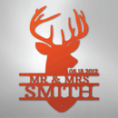Custom Metal Wall Art - Personalized Deer Antler Head Monogram Sign
