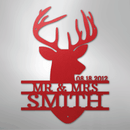 Custom Metal Wall Art - Personalized Deer Antler Head Monogram Sign