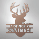 Custom Metal Wall Art - Personalized Deer Antler Head Monogram Sign