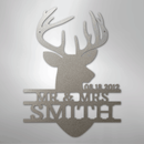 Custom Metal Wall Art - Personalized Deer Antler Head Monogram Sign
