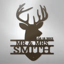 Custom Metal Wall Art - Personalized Deer Antler Head Monogram Sign