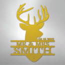 Custom Metal Wall Art - Personalized Deer Antler Head Monogram Sign