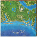 Emerald Isle Map Home Decor Art Print on Real Wood